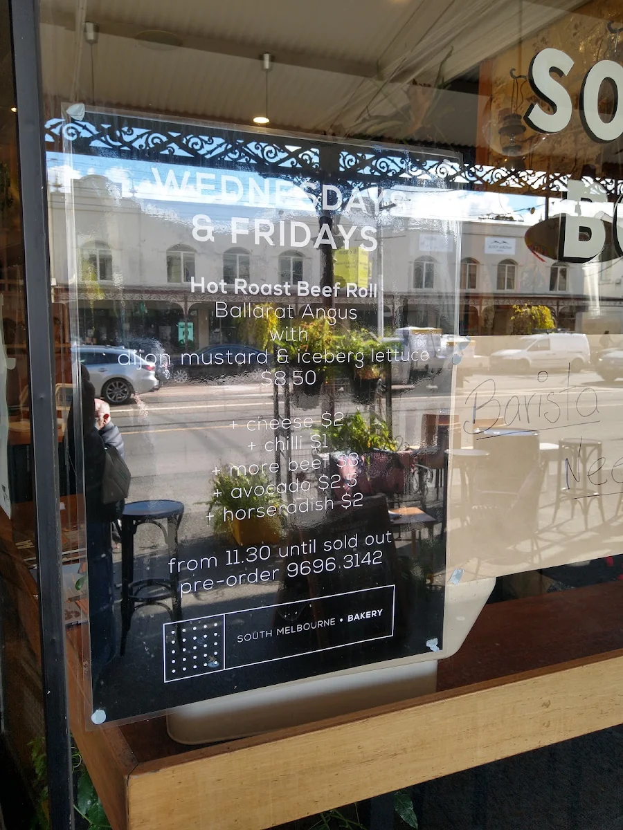 Menu, The South Melbourne Bakery