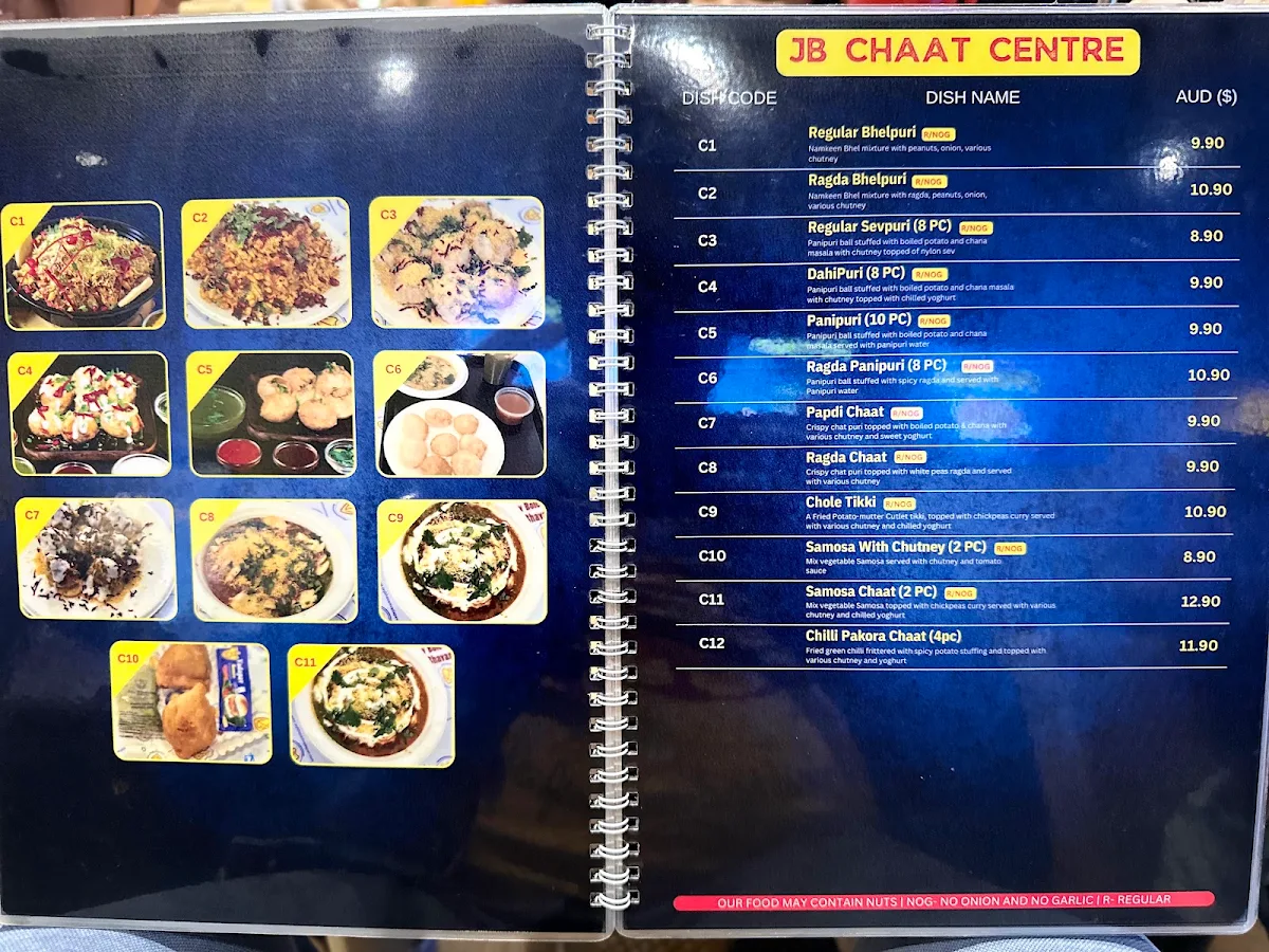 Menu, Jay Bhavani Brisbane - Indian Vegetarian Restaurant
