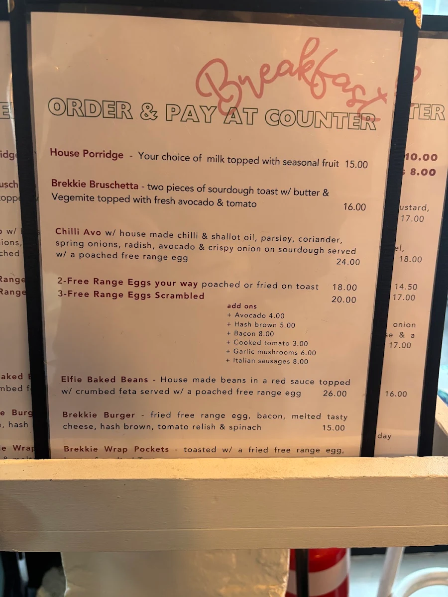 Menu, Elfie Windsor