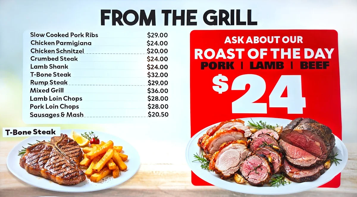Menu, Liberty Roadhouse Boggabilla