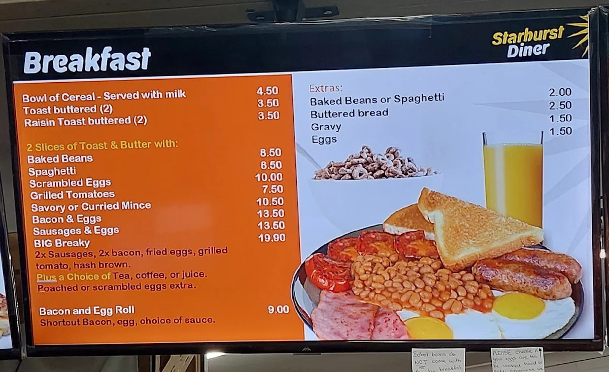 Menu, Country Diner (Starburst Diner)