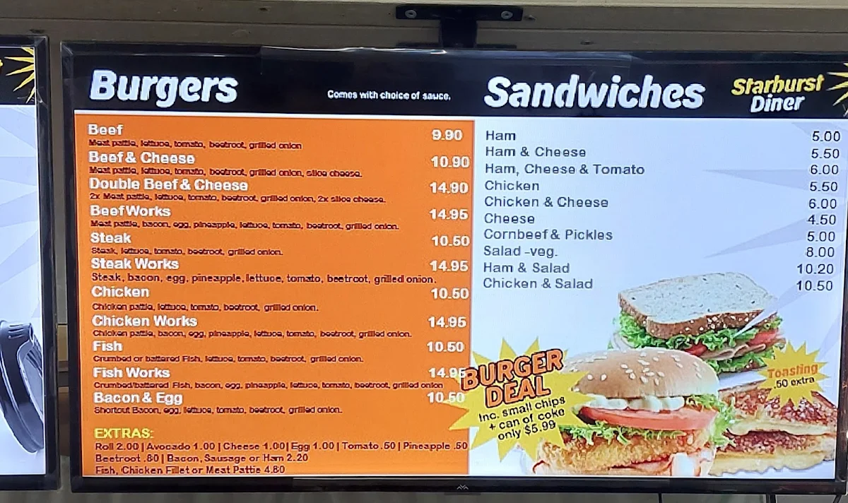 Menu, Country Diner (Starburst Diner)