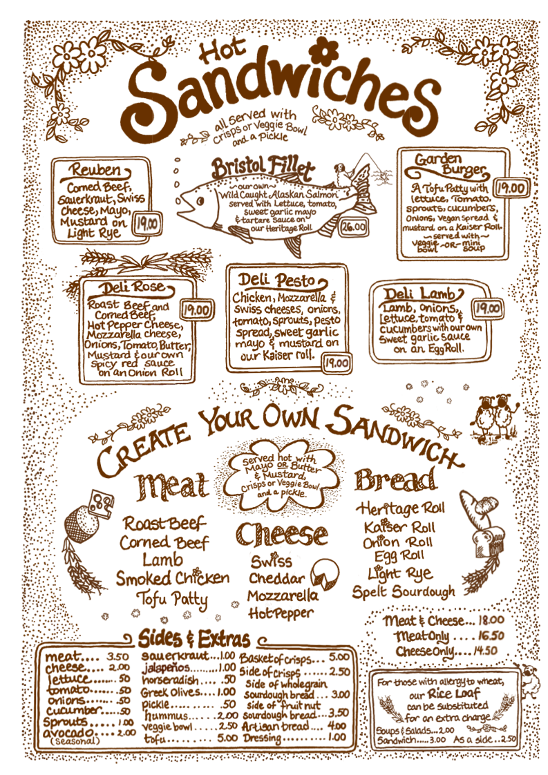 Menu, The Yellow Deli