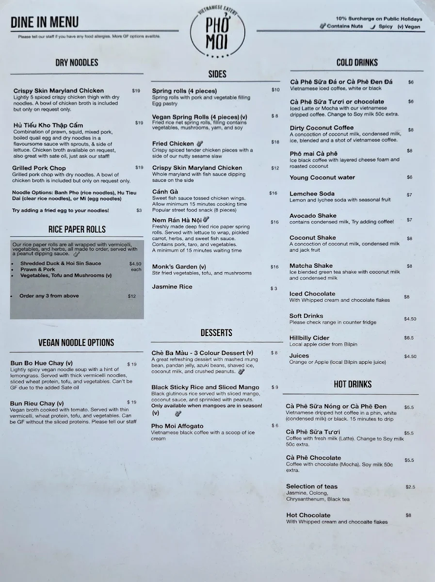 Menu, The Yellow Deli