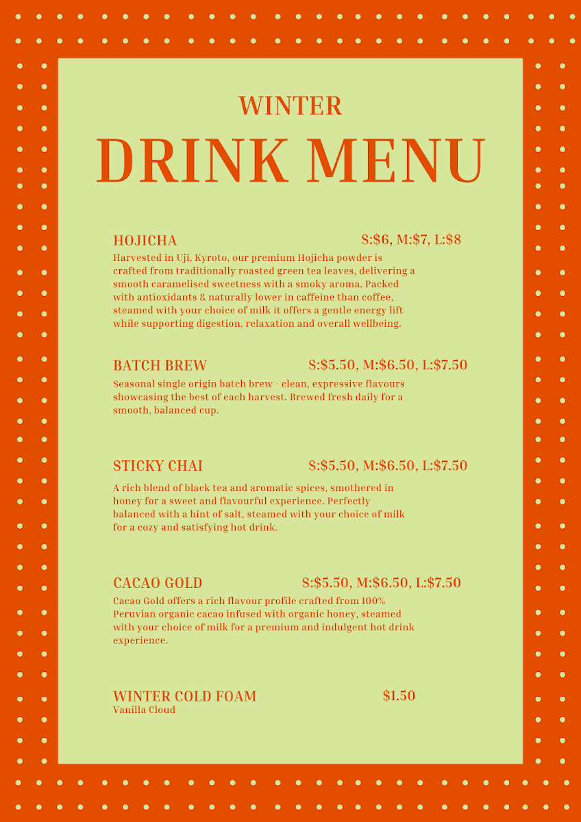 Menu, New Eden Garden Cafe