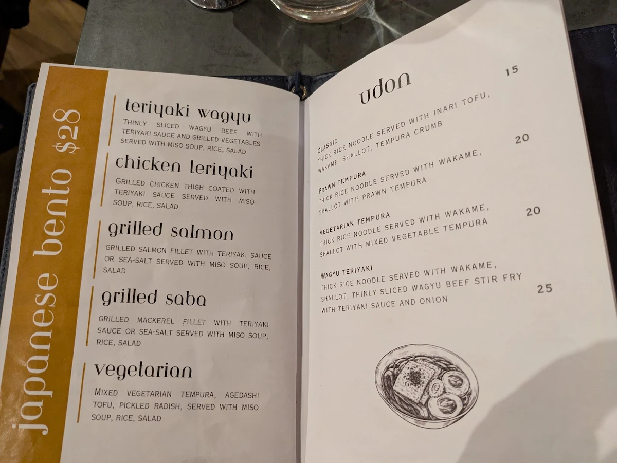 Menu, Getsu Japanese restaurant and cafe