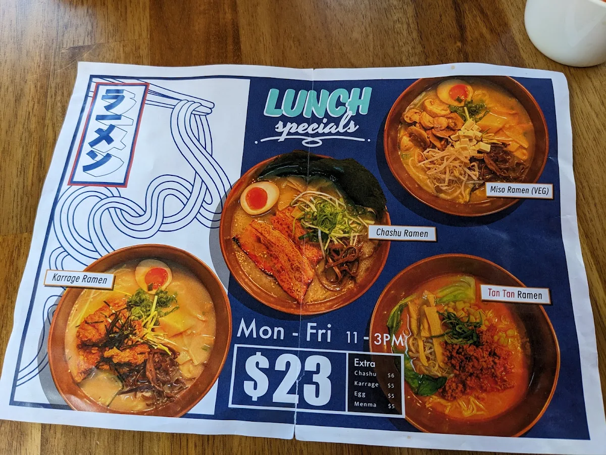 Menu, Getsu Japanese restaurant and cafe