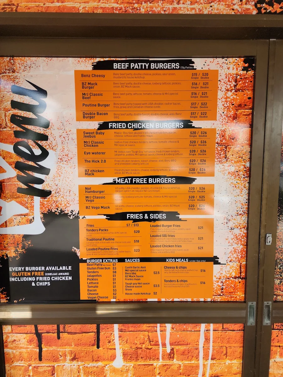 Menu, Mr Jeebus Eagle Farm