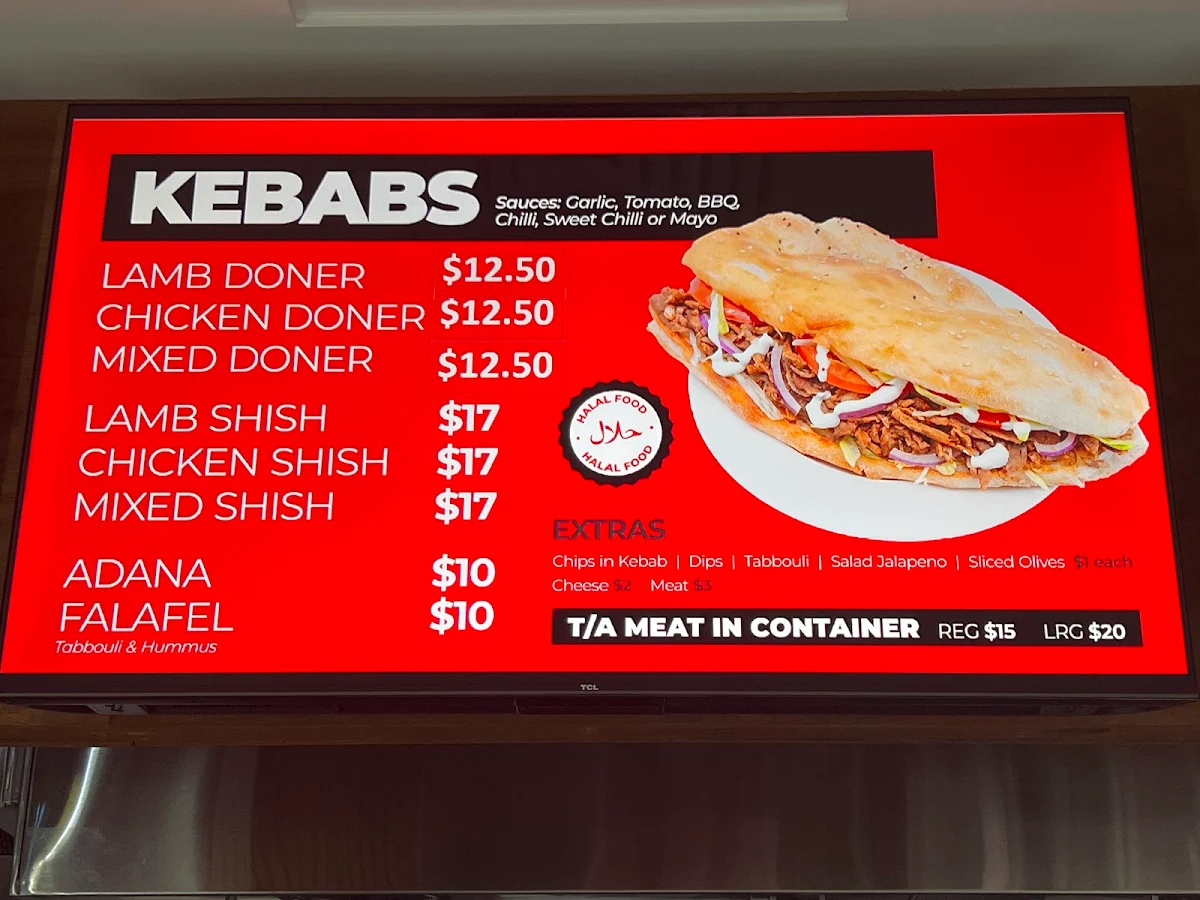 Menu, TKS Truganina kebab