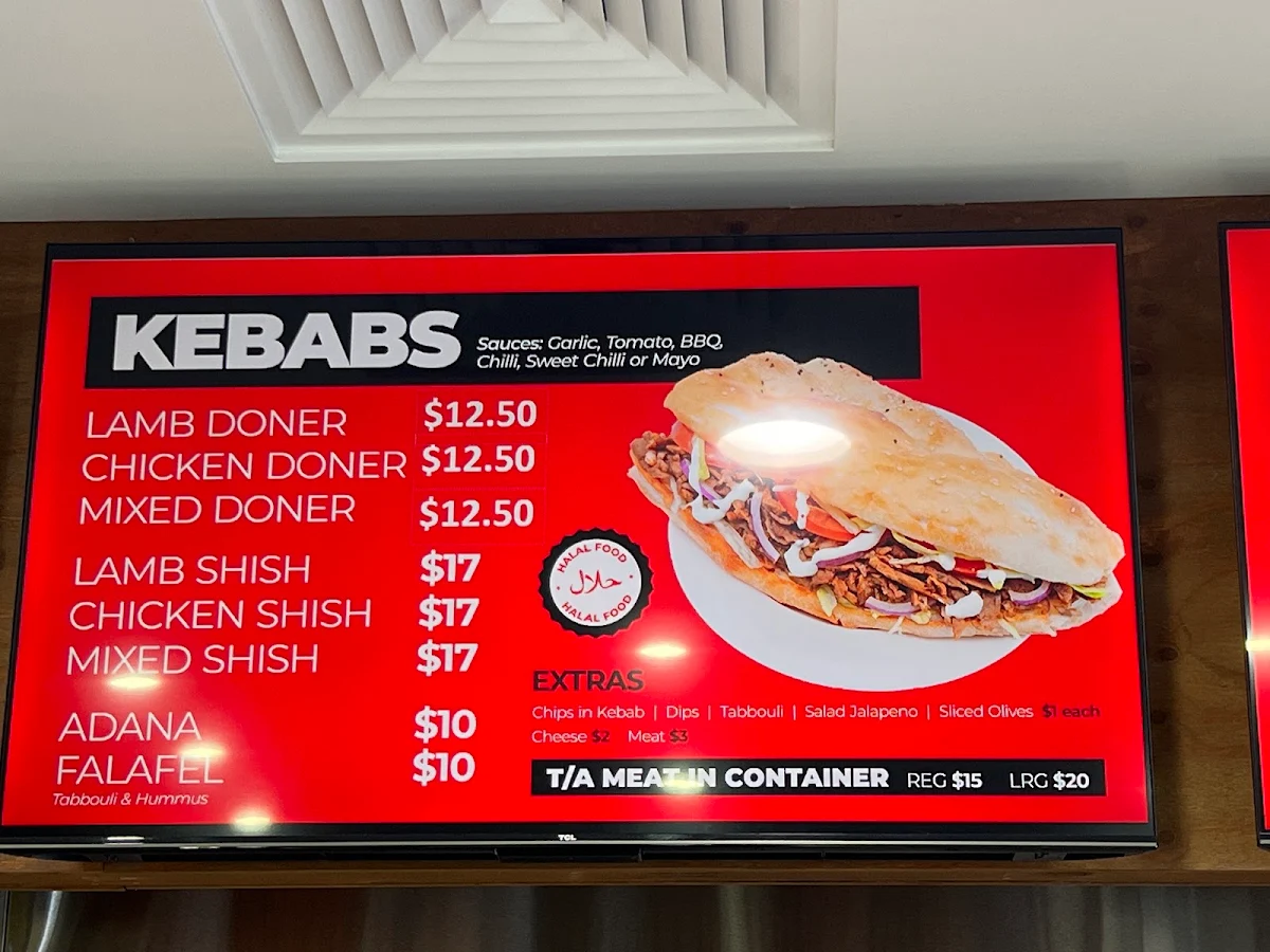 Menu, TKS Truganina kebab