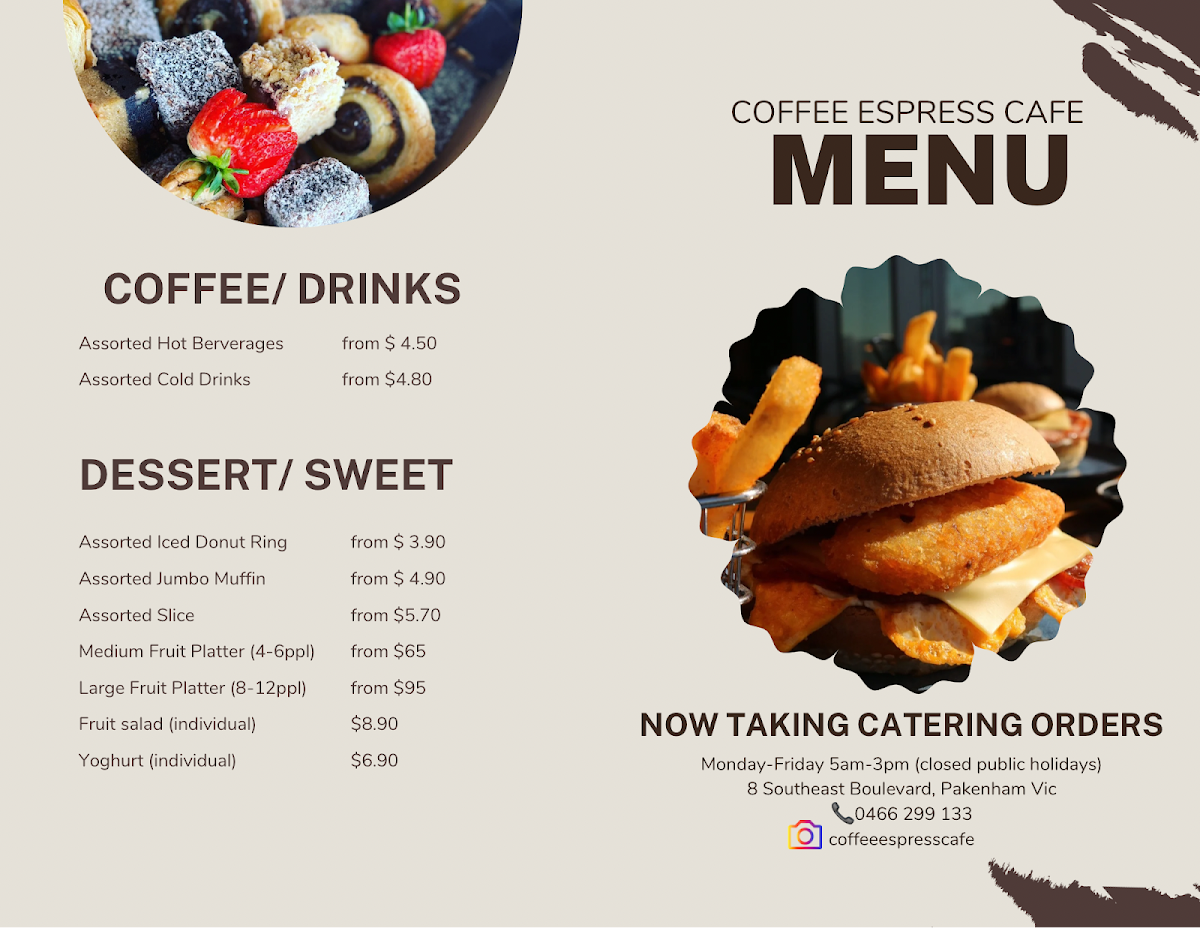 Menu, Coffee Espress