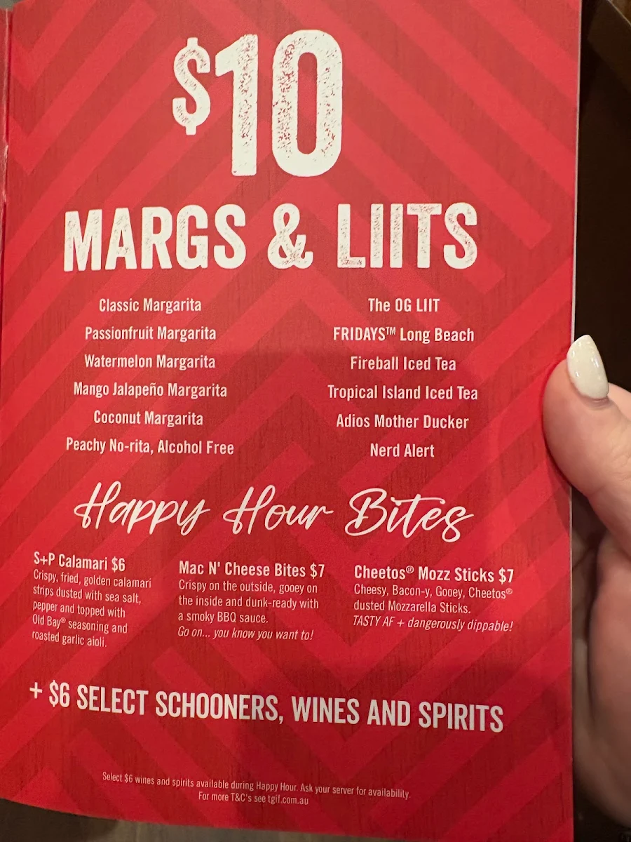 Menu, TGI Fridays