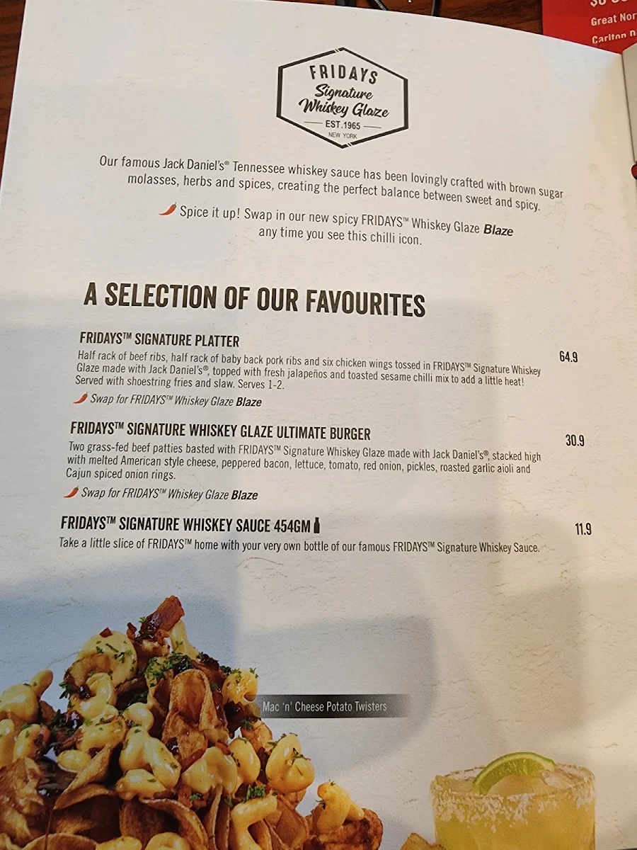 Menu, TGI Fridays