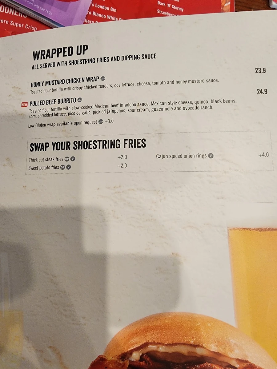 Menu, TGI Fridays