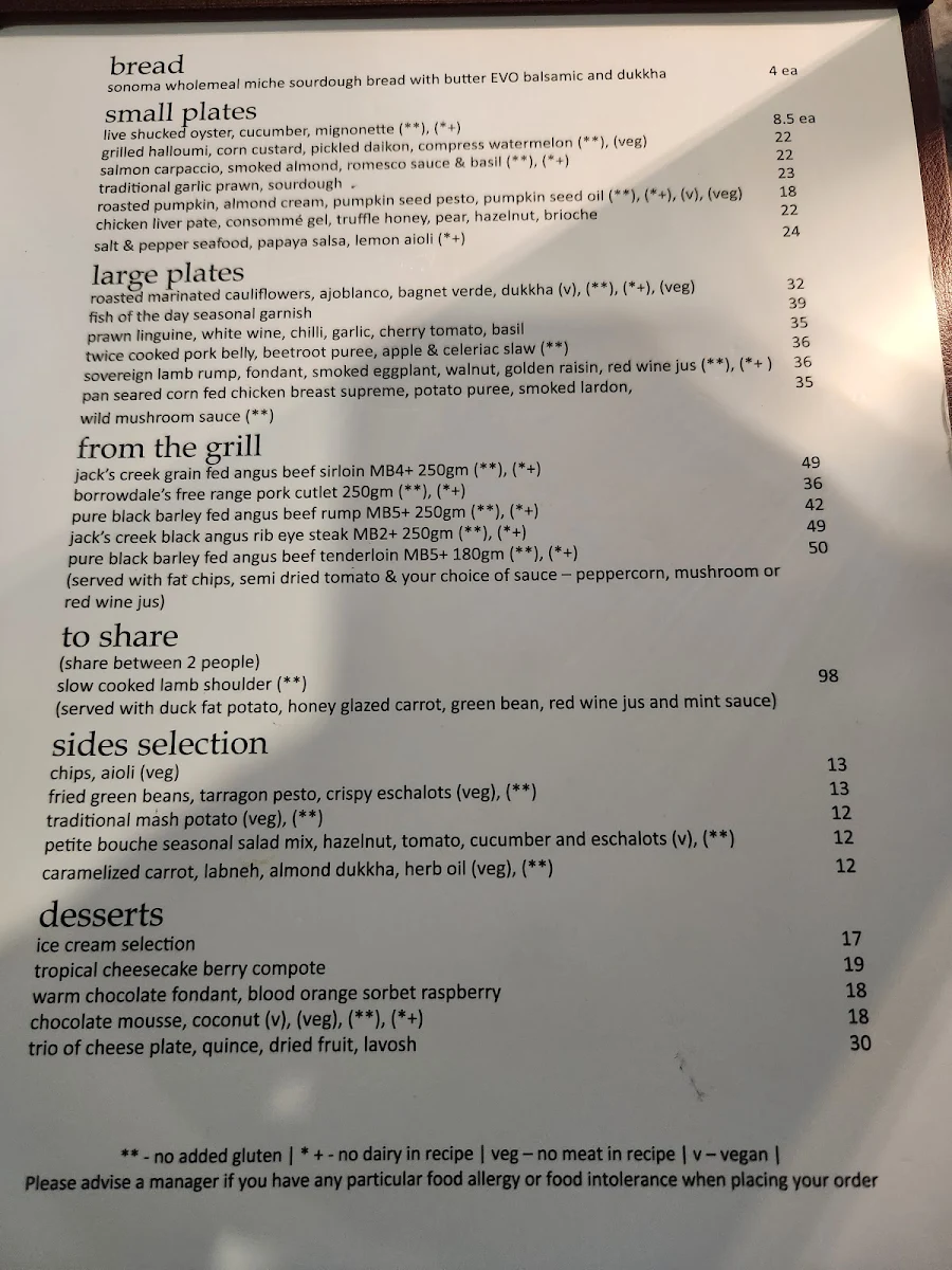 Menu, The Ascot