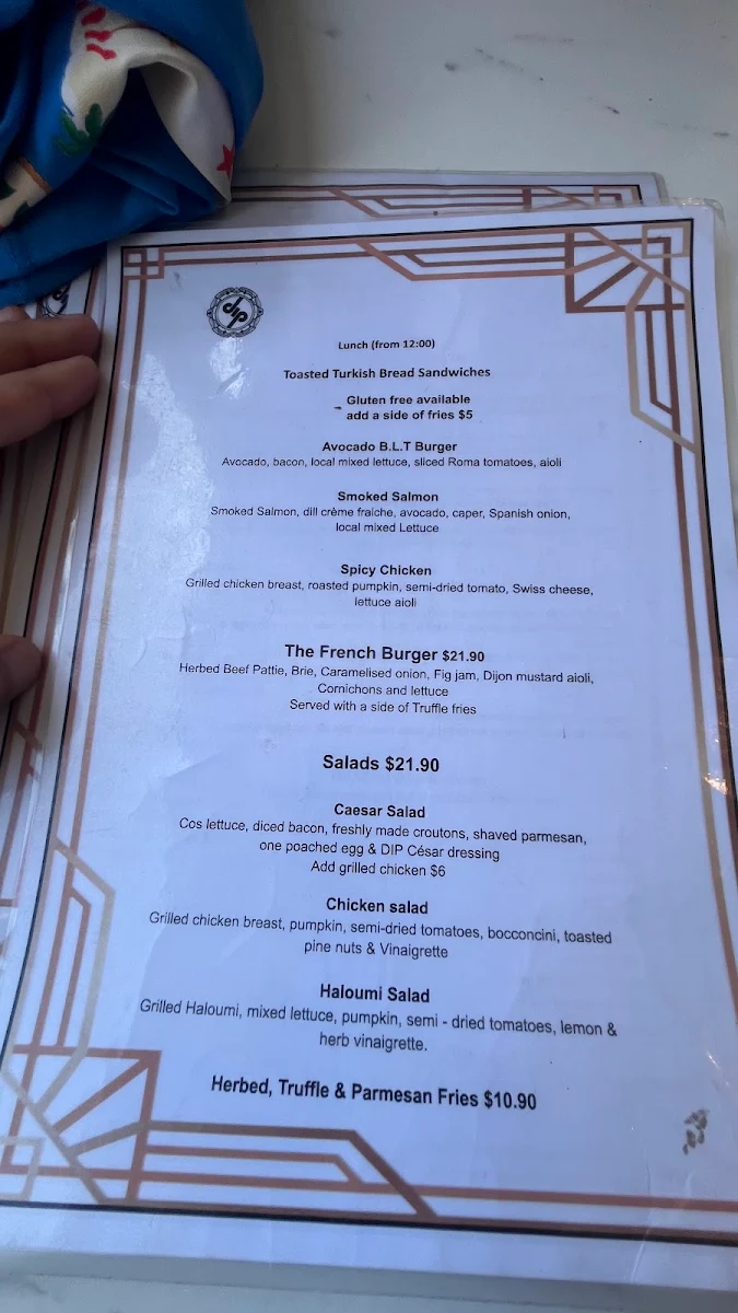 Menu, Dip Cafe
