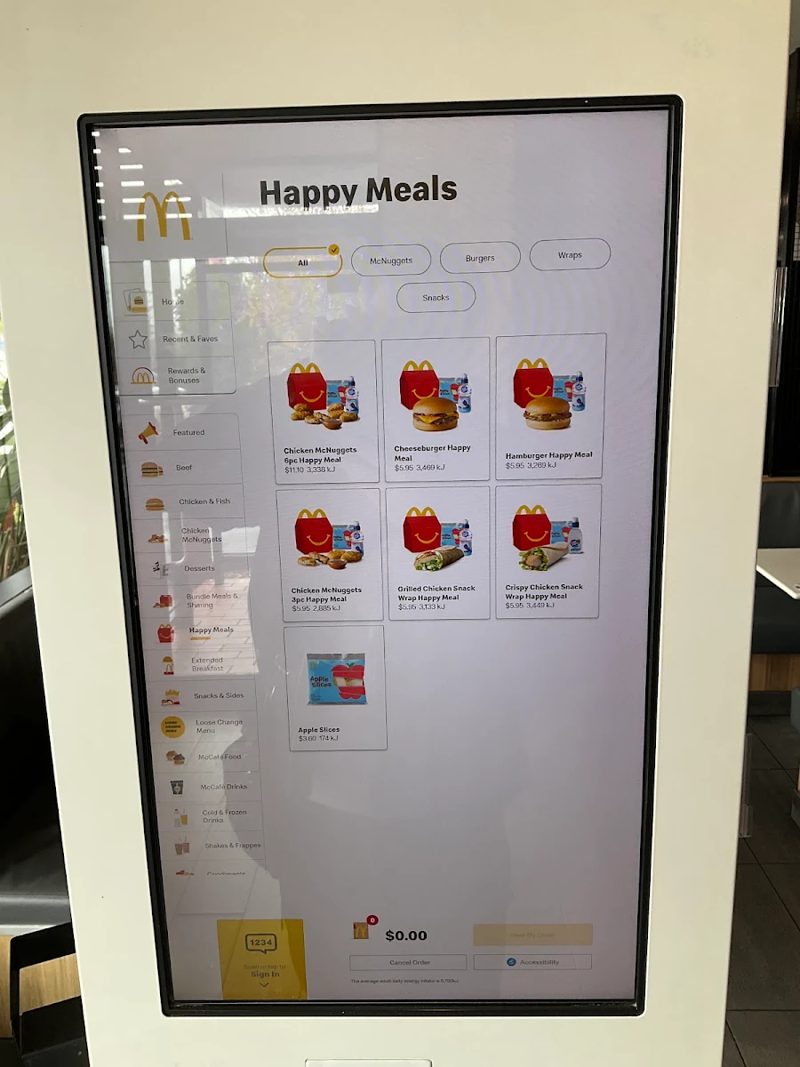 Menu, McDonald's Rowville