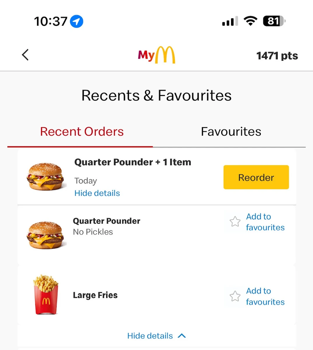 Menu, McDonald's Rowville
