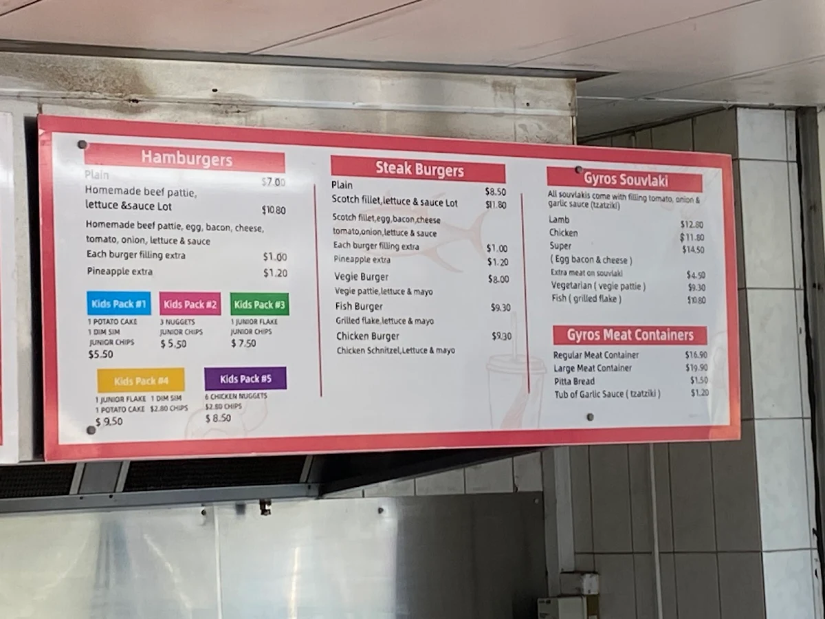Menu, Grey Shark Fish & Chips