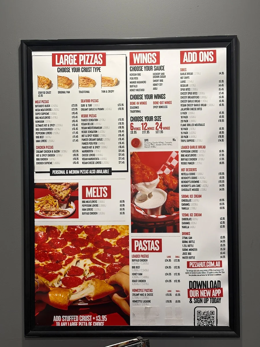 Menu, Pizza Hut Taigum