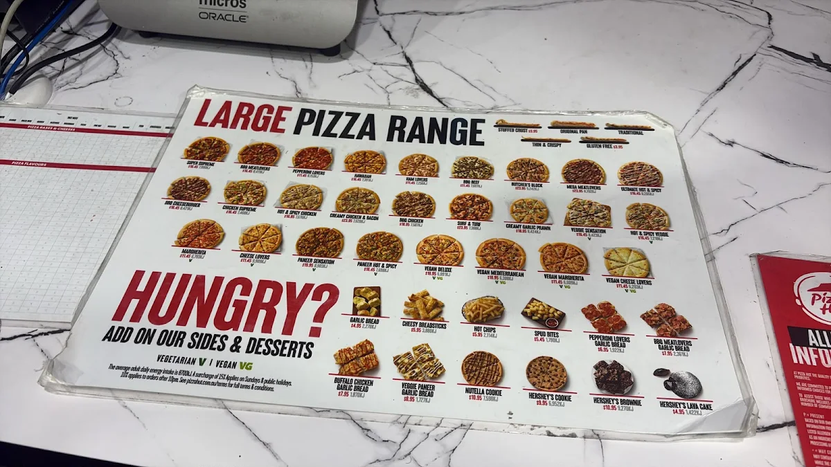 Menu, Pizza Hut Taigum