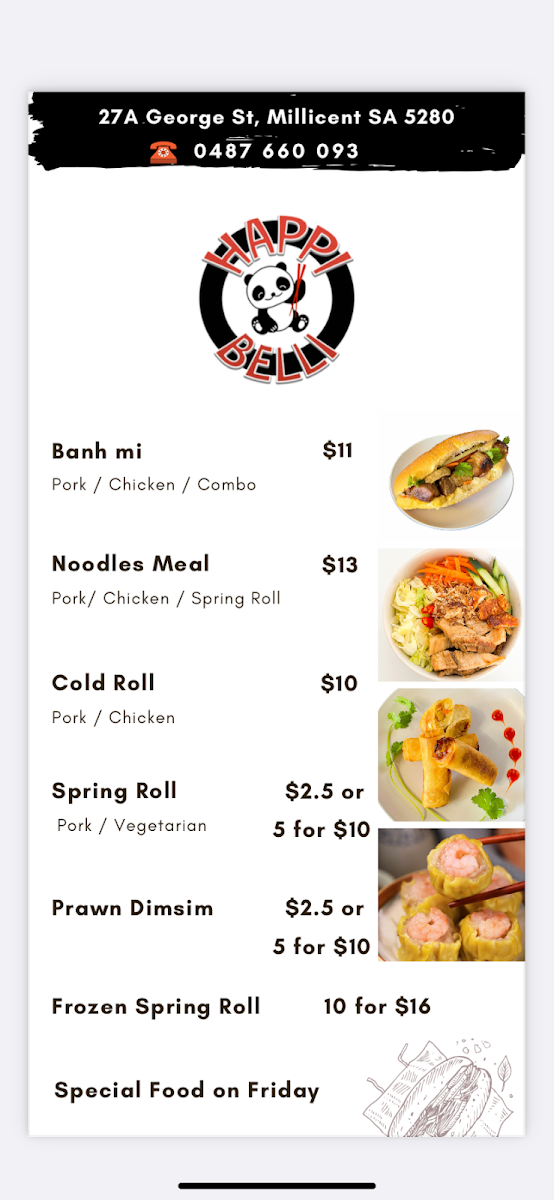 Menu, Happi Belli