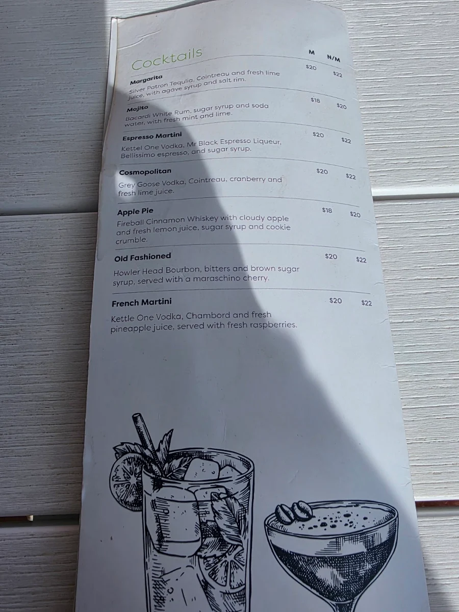 Menu, Parkside Community & Services Club