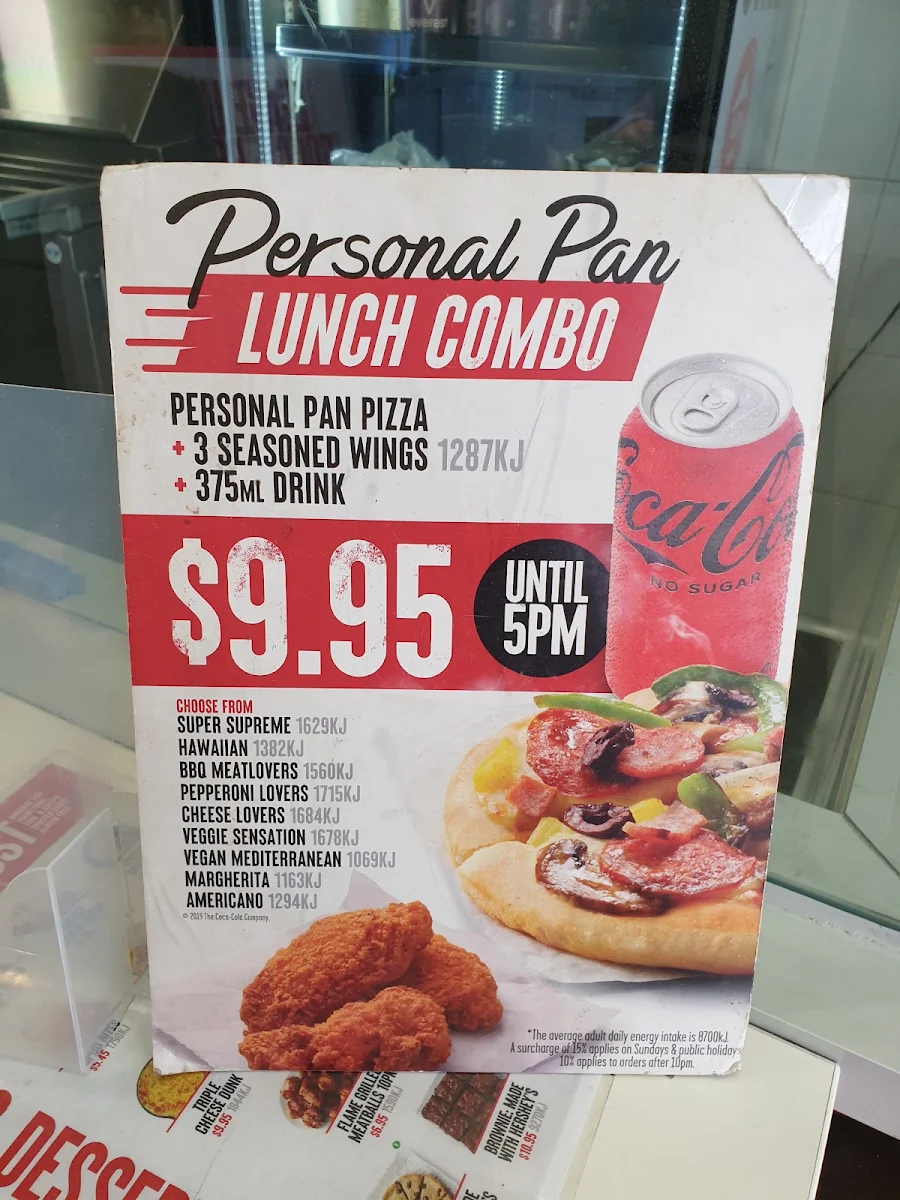 Menu, Pizza Hut Carrum Downs