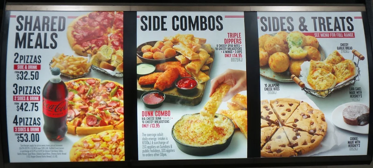 Menu, Pizza Hut Carrum Downs