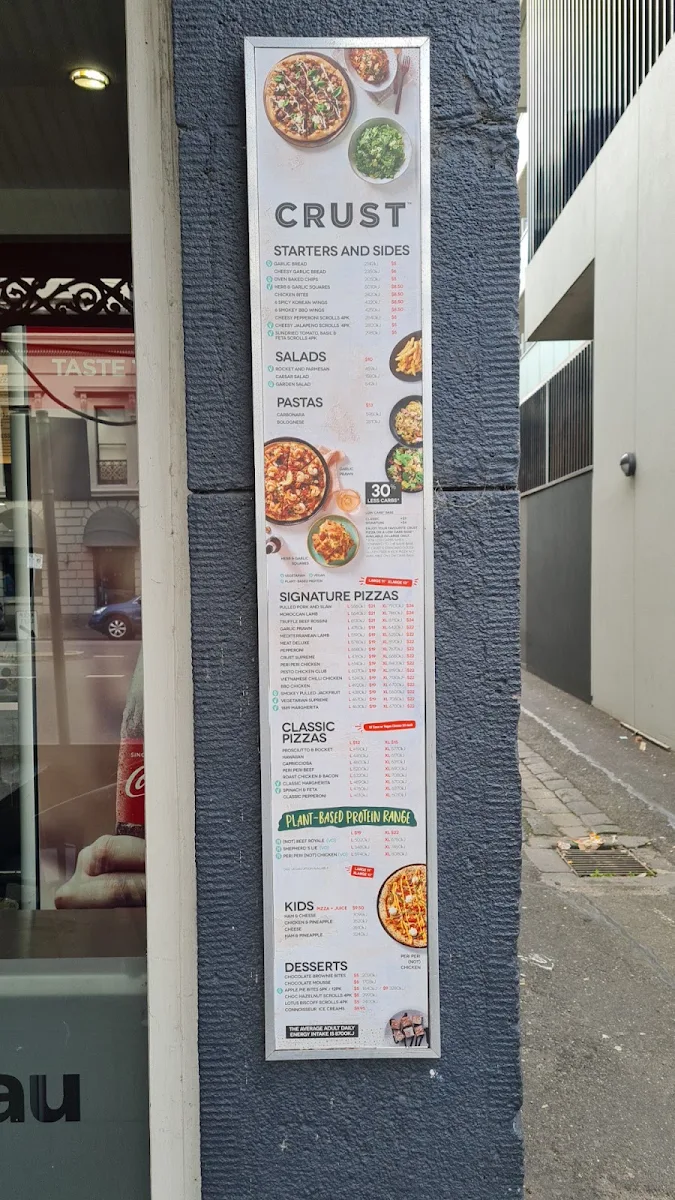 Menu, Crust Pizza Port Melbourne