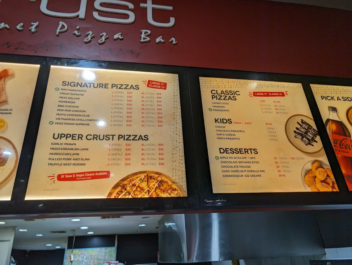 Menu, Crust Pizza Port Melbourne