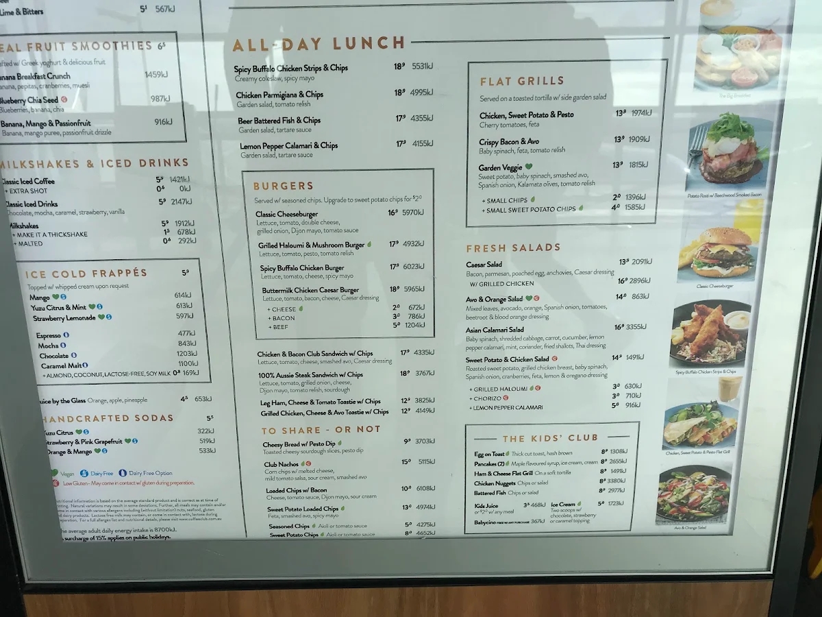 Menu, The Coffee Club - Airport Village