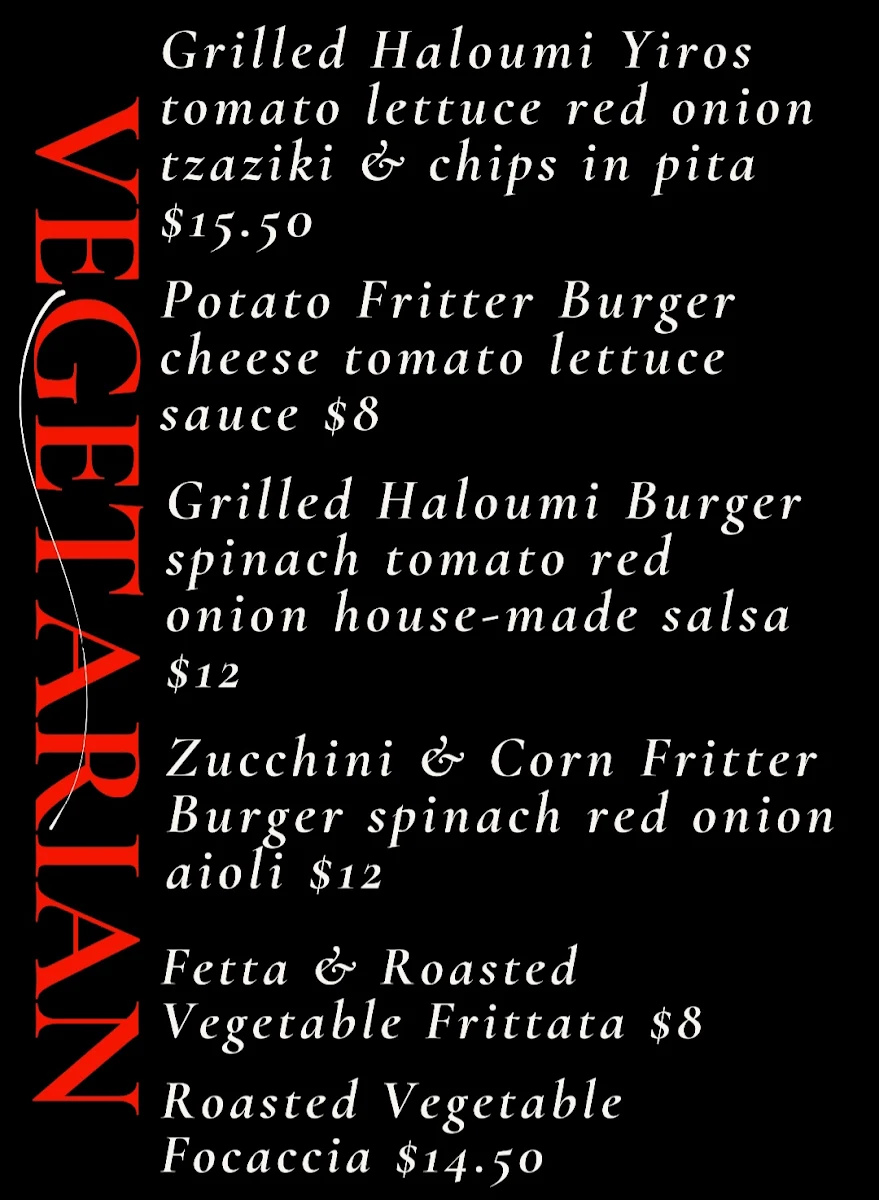 Menu, Cormack Quick Stop