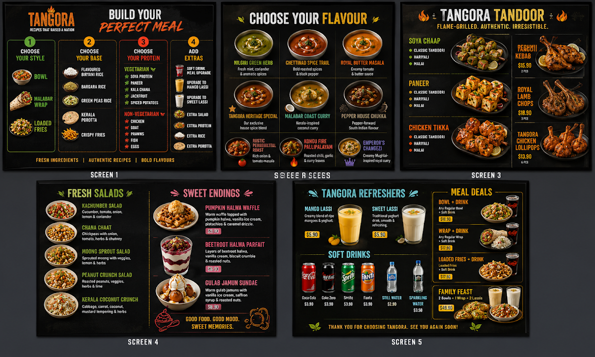 Menu, Tangora