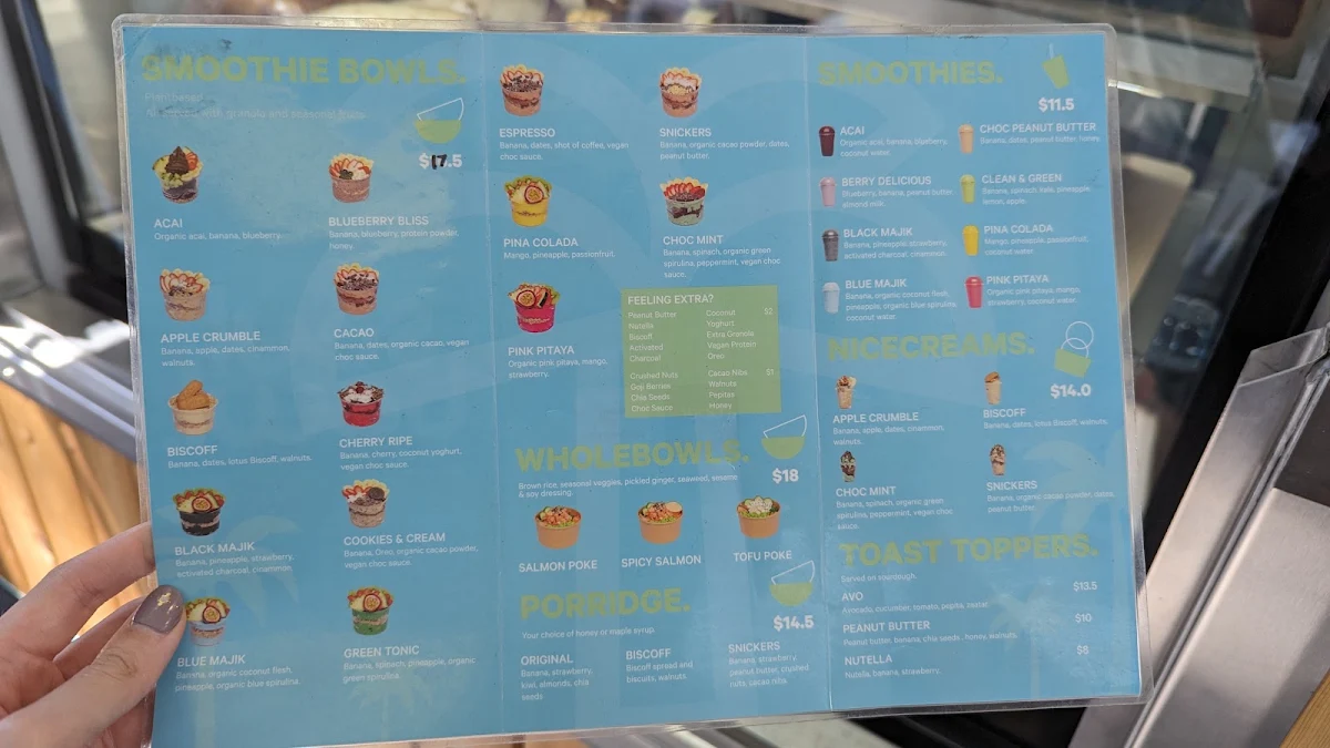 Menu, SolBowl Baulkham Hills