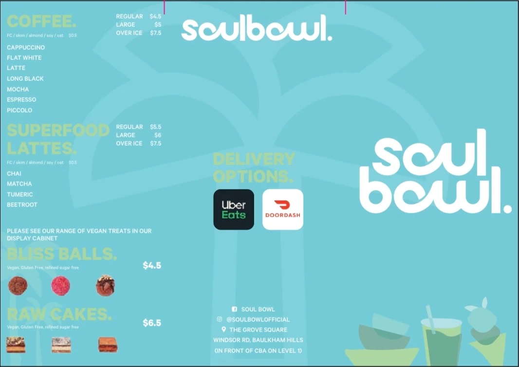 Menu, SolBowl Baulkham Hills