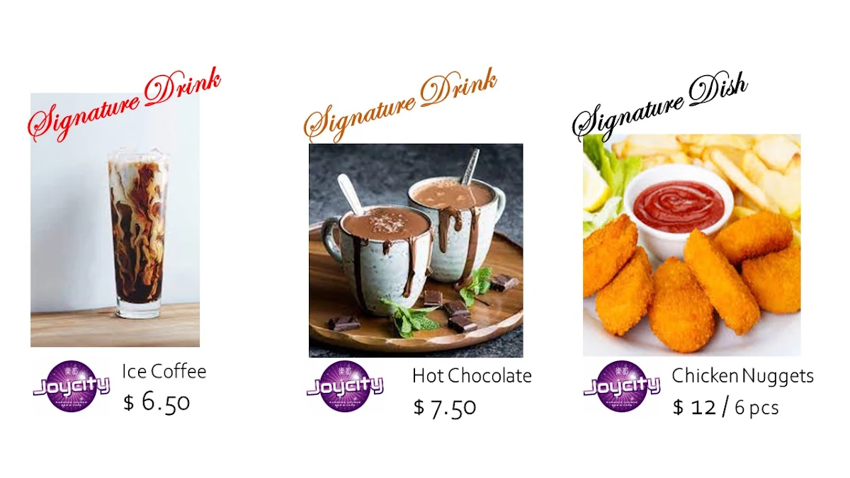 Menu, Joycity Karaoke Bar