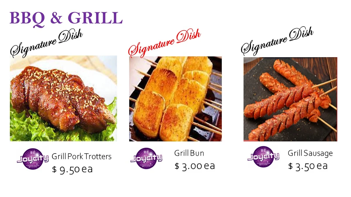 Menu, Joycity Karaoke Bar