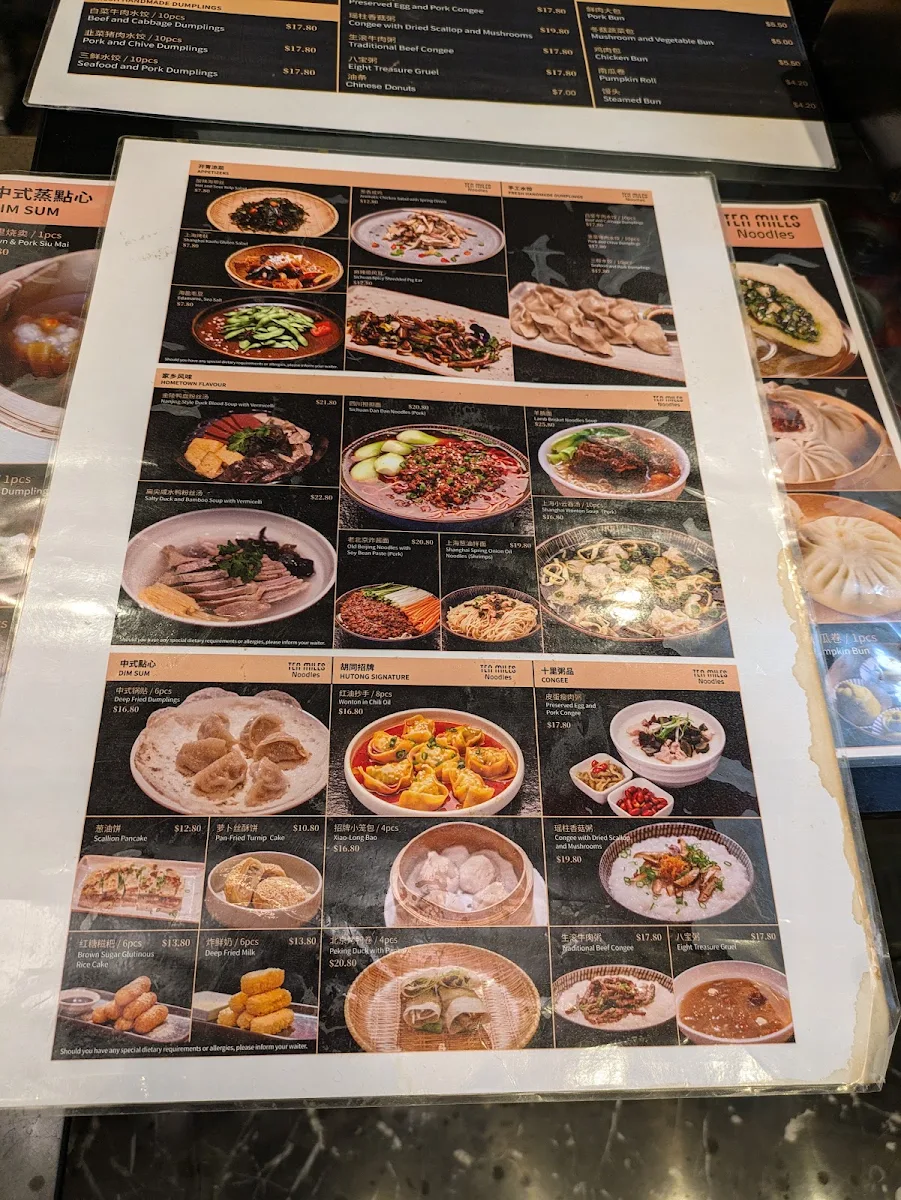 Menu, Ten Miles