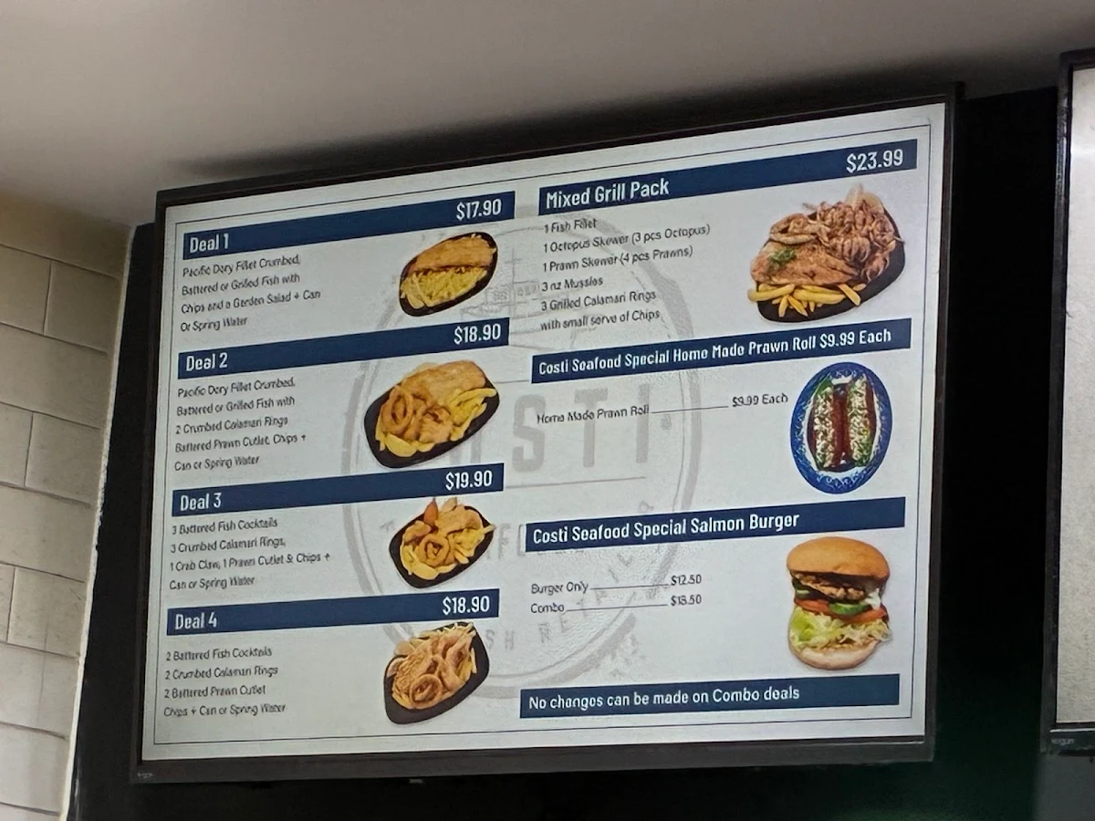 Menu, Randwick Seafood (Costi Seafoods Randwick)