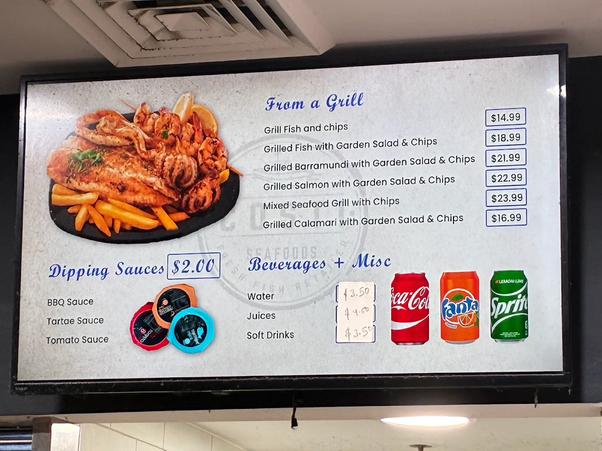 Menu, Randwick Seafood (Costi Seafoods Randwick)