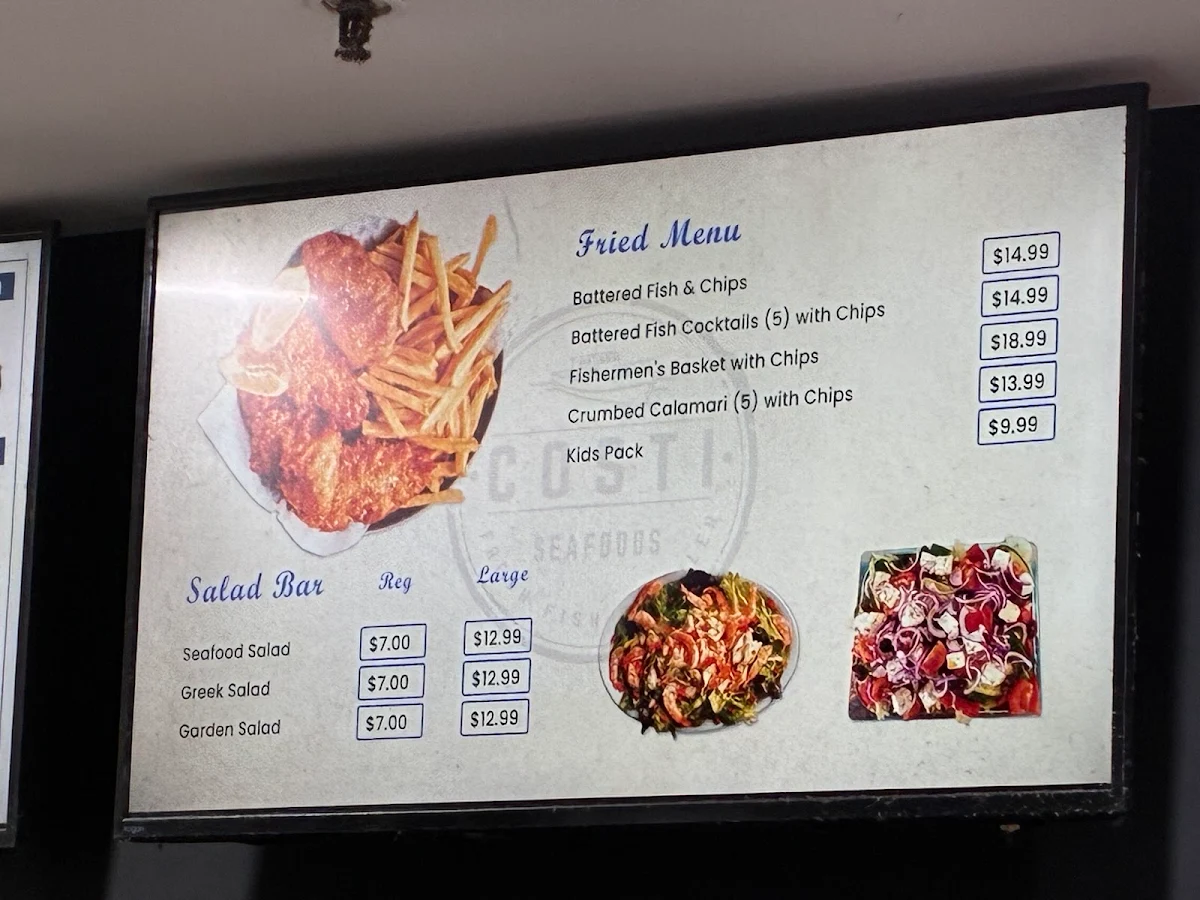 Menu, Randwick Seafood (Costi Seafoods Randwick)