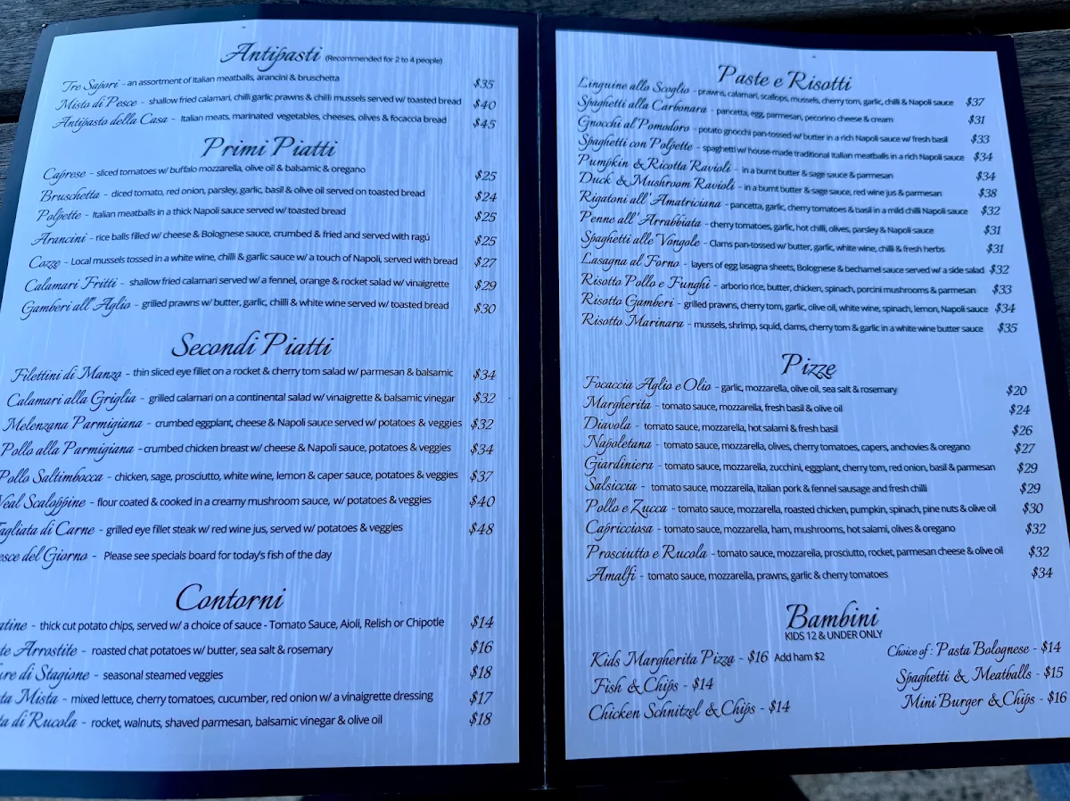 Menu, Luigi's Italian Restaurant