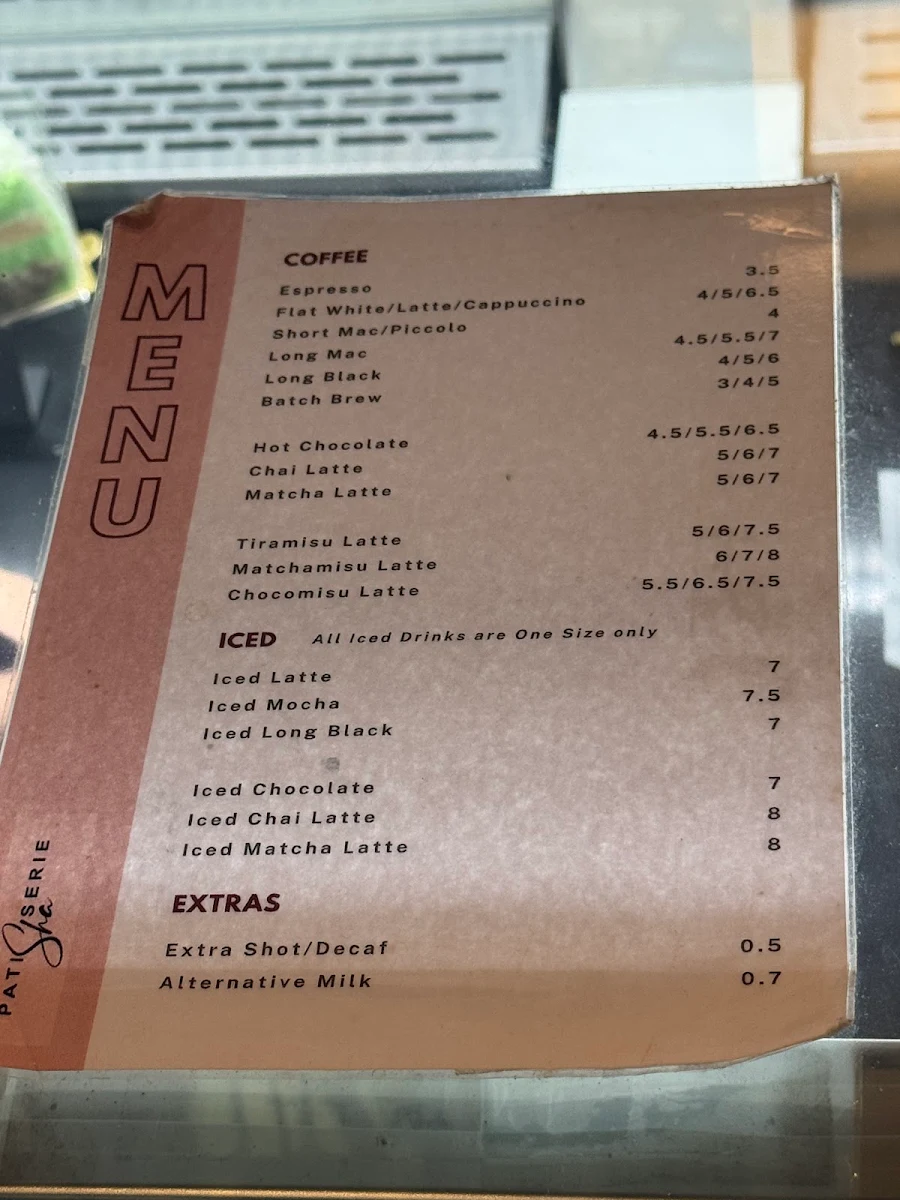 Menu, Sha Patisserie