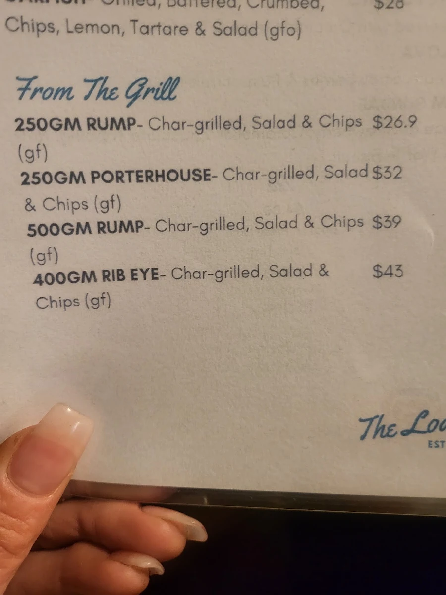 Menu, The Lodge Hotel