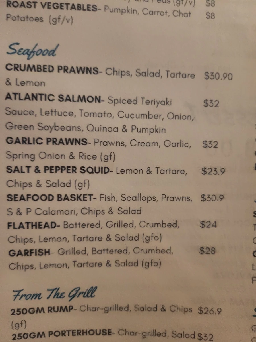 Menu, The Lodge Hotel