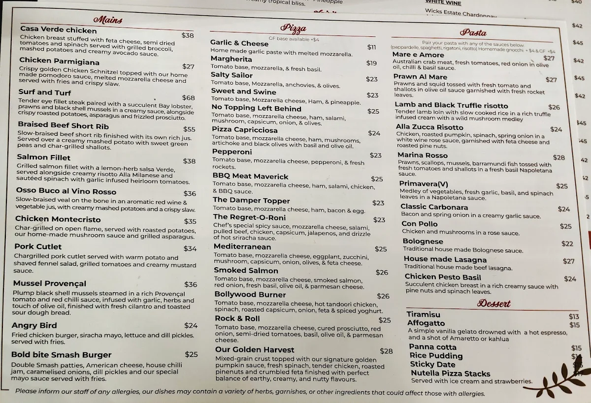 Menu, NORTH KITCHEN