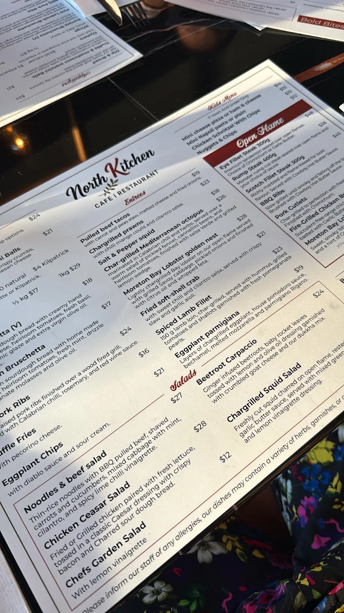Menu, NORTH KITCHEN