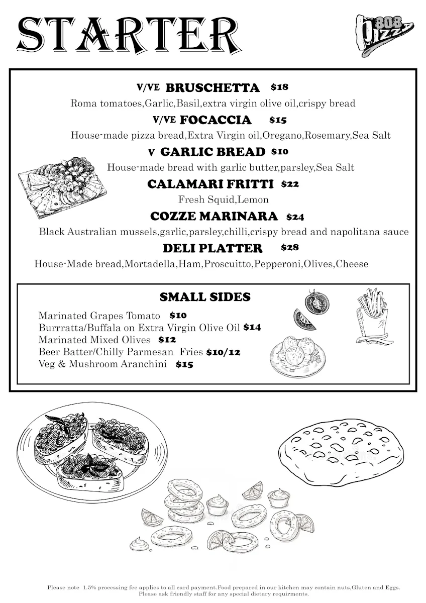 Menu, Pizza 808