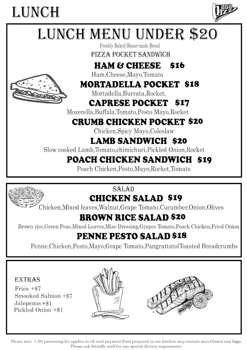 Menu, Pizza 808